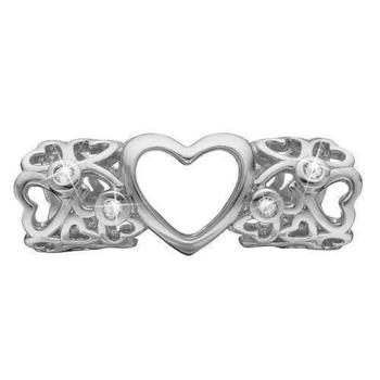 Christina Collect 925 sterling silver Forever and ever wide charm of many small hearts with white topaz and with a big heart in the middle, model 630-S78